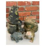 Group of Four Frog and Toad Garden Statues, Mixed