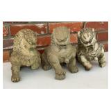 Trio Asian Foo Dog Guardian Lion Garden Statues