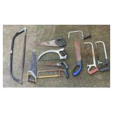 Large Hand Saw and Hacksaw Lot, Bow Saws, Pruning