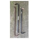 Lot of Three Steel Pry Bars and Crowbars, Assorted