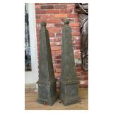 Pair Tall Metal Obelisk Garden Finials, Made in