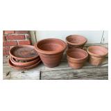 Terracotta Garden Pot and Saucer Lot, Assorted Siz
