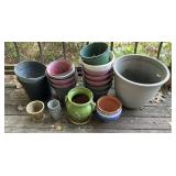 Mixed Glazed Ceramic Garden Planter Lot, Assorted