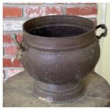 Antique Copper Fireplace Cauldron Bucket w/ Brass