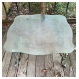 Glass Top Patio Table with Ornate Cast Metal