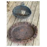Vintage Copper Serving Platter and Cast Iron Fire