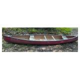 Old Town Red Fiberglass Canoe, 15 ft 8 in Long
