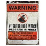 Vintage Neighborhood Watch Program Metal Warning