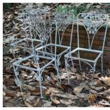 Set of Four White Painted Metal Garden Chairs