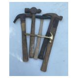 Vintage Ball Peen and Claw Hammer Tool Lot