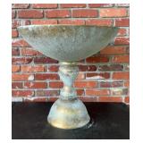 Large Galvanized Metal Pedestal Garden Urn Bowl 24