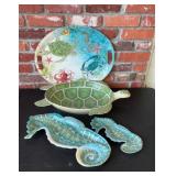 Coastal Sea Life Serving Platter with Turtle and