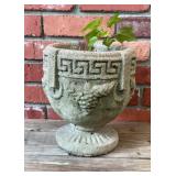 Cast Stone Greek Key Garden Urn Planter with Lion