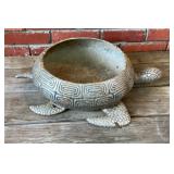 Large Cast Stone Turtle Garden Planter Statue, Gre