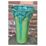 Tall Green Majolica Style Glazed Ceramic Floor
