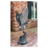 Large Cast Metal Eagle Garden Sculpture, Wings