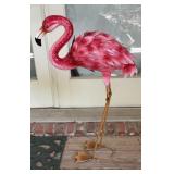 Pair Pink Flamingo Garden Sculptures, Figural Bird