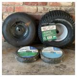 Wheelbarrow and mower wheels
