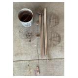 Metal Wind Chime and Wire Basket Garden Decor Lot
