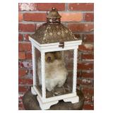 Rustic White Wood and Metal Owl Lantern Candle