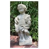Cast Stone Bacchus Style Boy with Grapes Garden