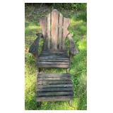 Rustic Wood Adirondack Chair with Matching