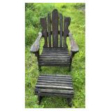 Rustic Wood Adirondack Chair with Matching