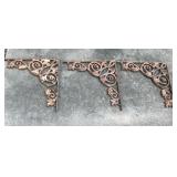 Set of 3 Ornate Cast Iron Shelf Brackets, Grape