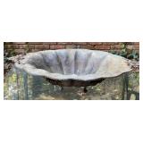 Vintage Cast Metal Shell Form Garden Birdbath