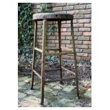 Vintage Industrial Metal Round Stool Plant Stand