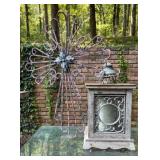Rustic Metal Garden Cross and Decorative Lantern