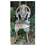Ornate Cast Iron Garden Chair, Figural Medallion