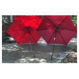 Pair Red Patio Umbrellas, Outdoor Market Umbrella
