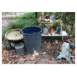 Mixed Outdoor Garden Decor Lot, Planters, Metal