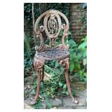 Ornate Cast Iron Garden Chair, Figural Medallion