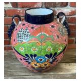 Large Talavera Style Hand Painted Ceramic Urn Vase