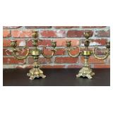 Ornate Five Light Brass Tone Candelabrum, Rococo