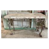 Large Marble Top Wrought Iron Console Sofa Table