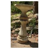 Cast Stone Pedestal Birdbath, Classical Fluted