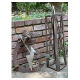 Rustic Metal Geometric Yard Art Sculpture and Tall