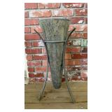 Tall Rustic Metal Cone Garden Planter on Tripod