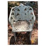 Ornate White Painted Cast Iron Garden Chair