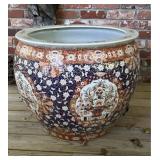Large Asian Imari Style Porcelain Fish Bowl