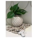 Mud Pie Textured Ceramic Planter with Faux