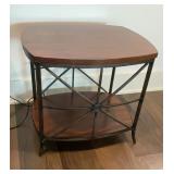 Rustic Wood & Wrought Iron Two-Tier Accent / End
