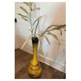 Distressed Mustard Yellow Floor Vase with Faux