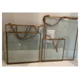 4 Brass & Glass Hanging Picture Frames with