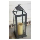 Large Black Metal & Glass Floor Lantern with