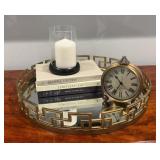 Gold Greek Key Mirrored Decorative Tray 18