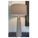 Modern Geometric Gray Table Lamp Distressed Gold